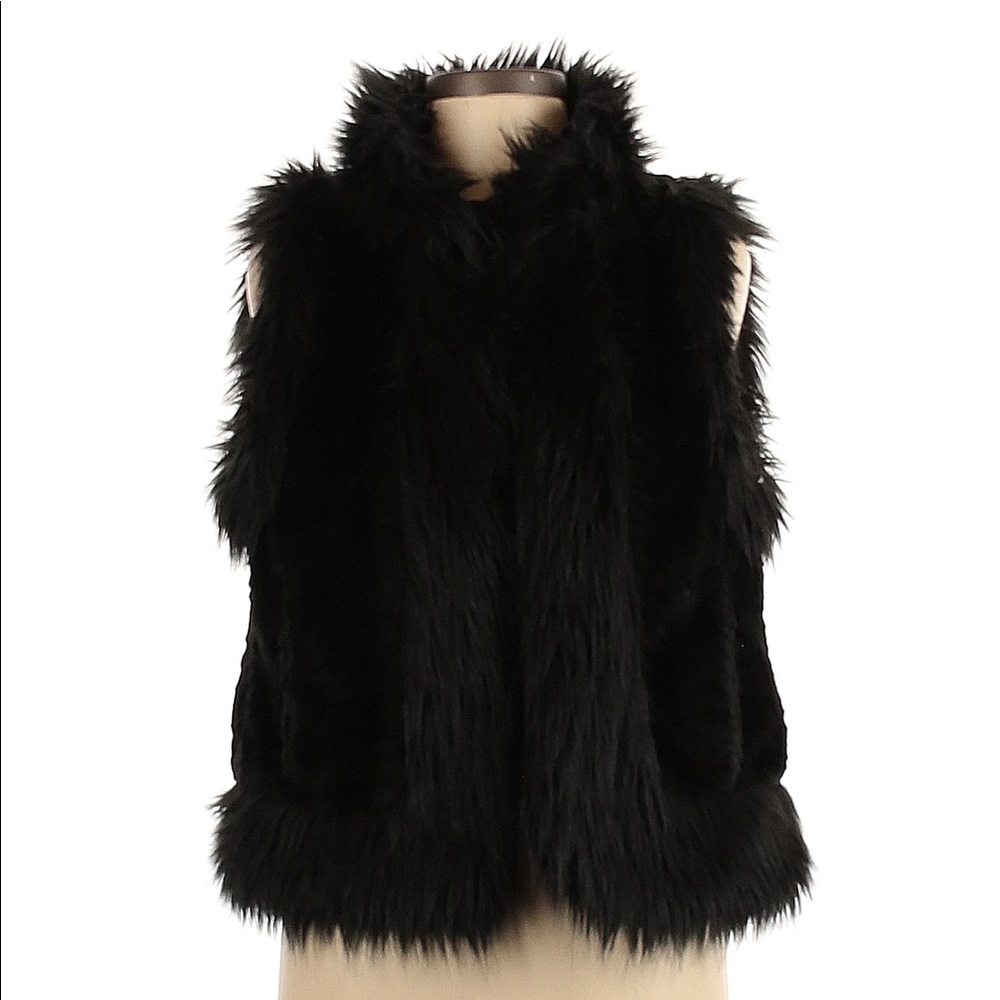 LOFT Black Faux Fur Vest (size small)